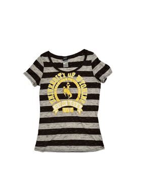 Creative Apparel University of WY Cowboys Striped Tee Shirt Womens Medium Top